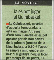 Quinibasket en La Vanguardia